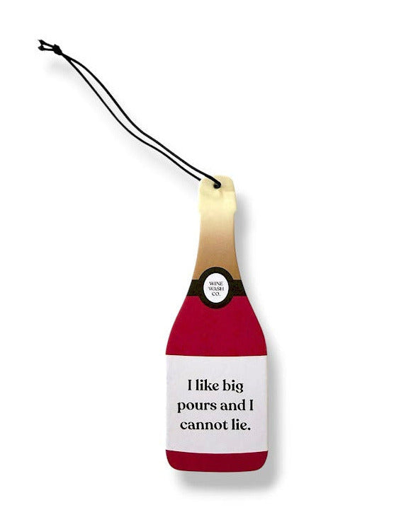 Red wine bottle-shaped air freshener on a white background big pours