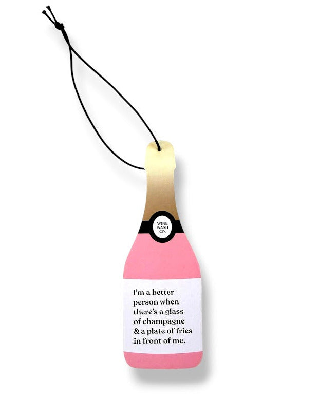 Pink champagne bottle air freshener champagne & fries 