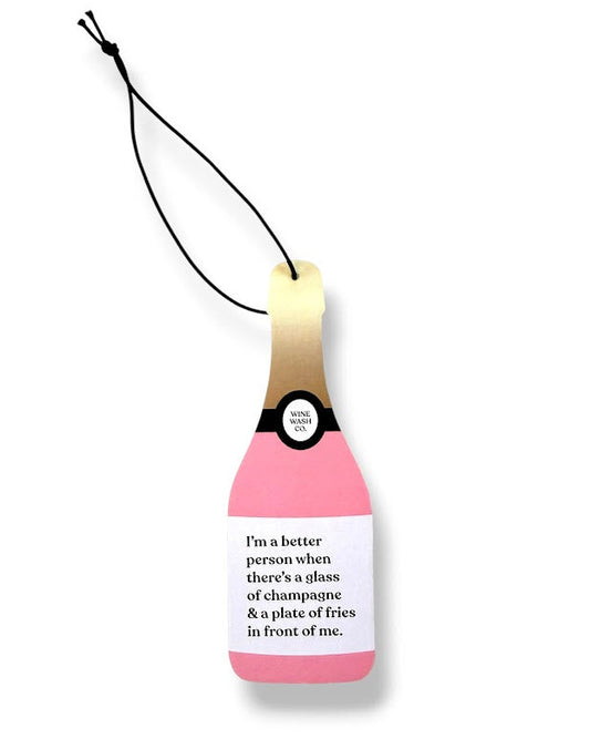Pink champagne bottle air freshener champagne & fries 
