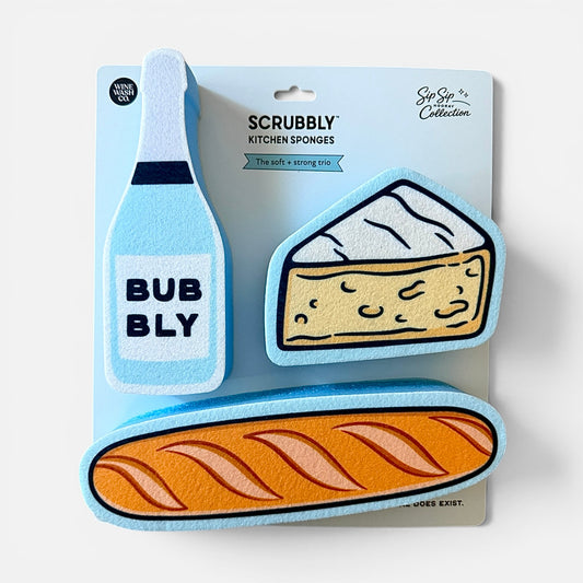 Blue Bubbly, Cheese & Baguette Scrubbly™ Sponge Trio