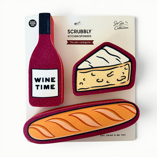Red Wine, Cheese & Baguette Scrubbly™ Sponge Trio