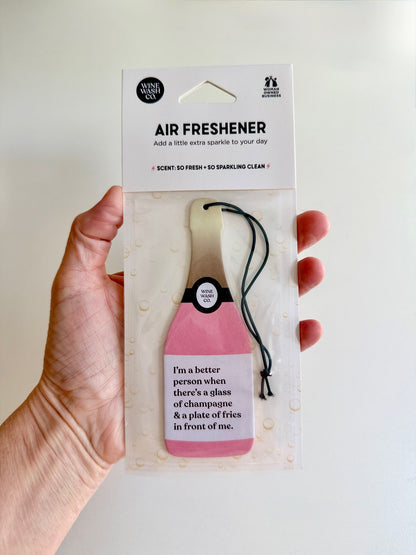 pink champagne and fries air freshener